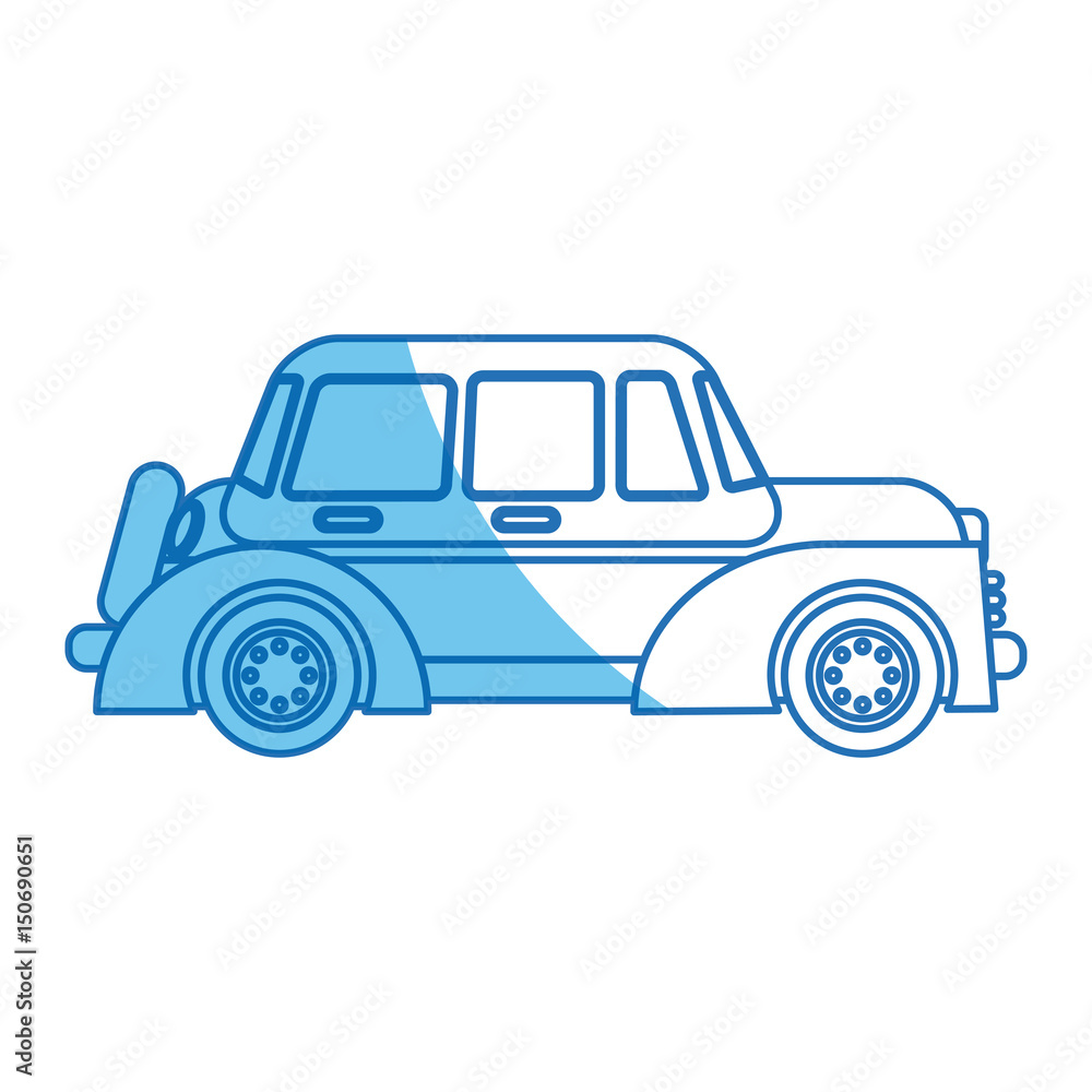 car windows wheel transport blue line vector illustration