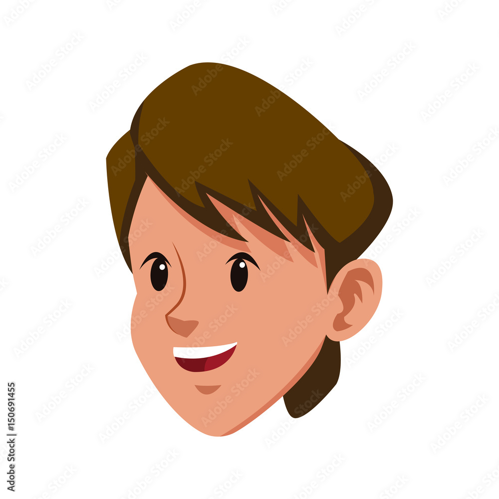 head brunette boy young avatar vector illustration