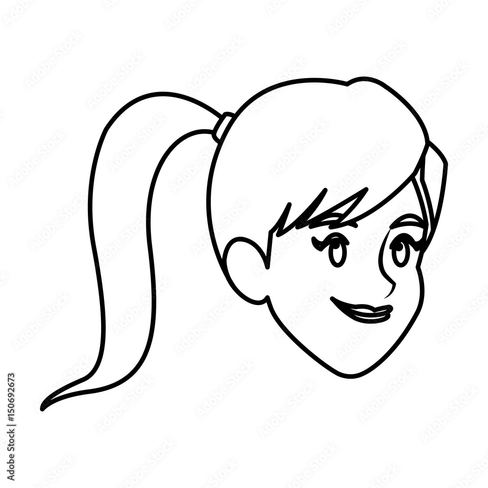 head girl character icon outline vector illustration head girl character icon outline vector illustration