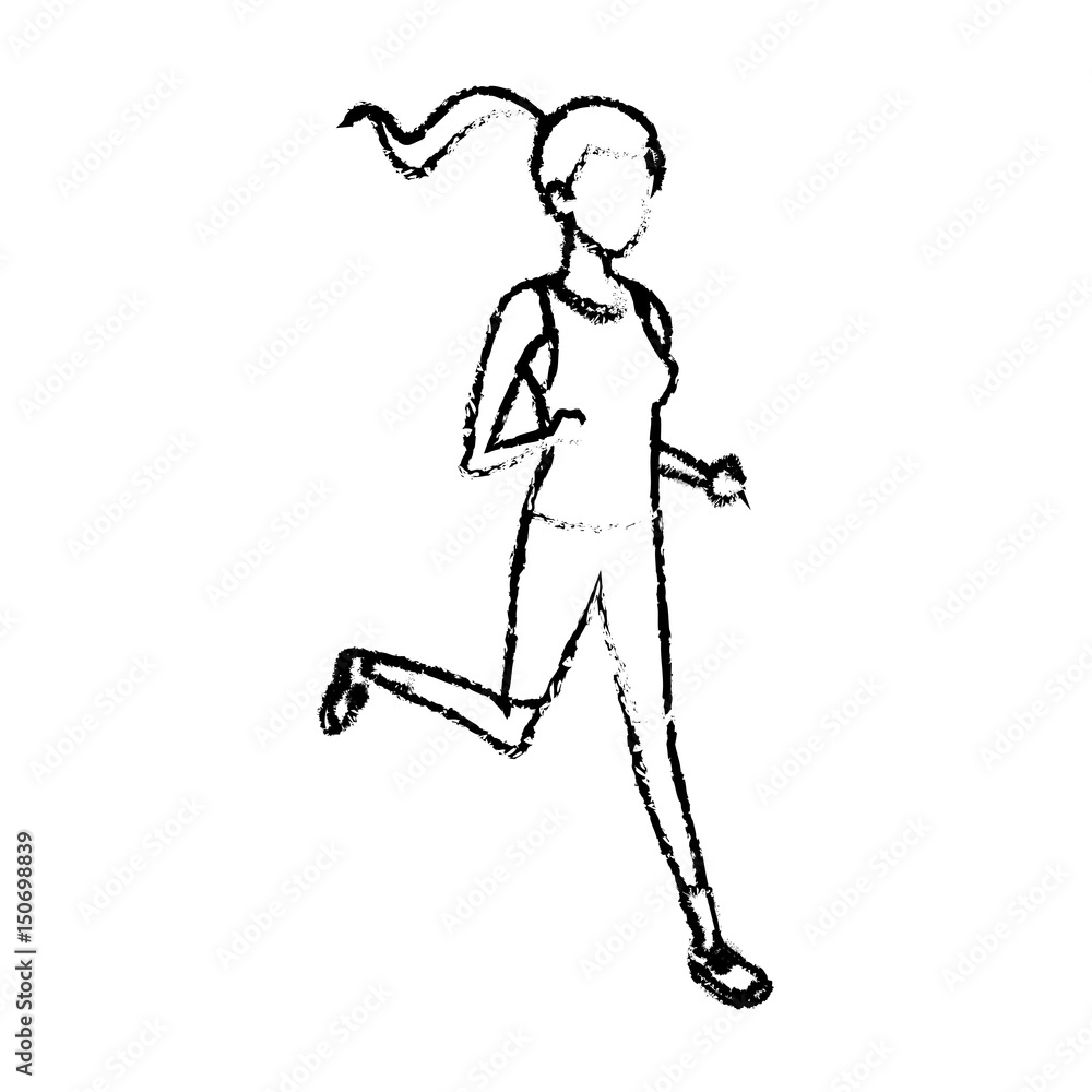 sketch sport girl healthy lifestyle design vector illustration