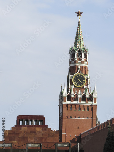 Spasskaya Tower of Kremlin in Red Square in Moscow Russia - spasskaja