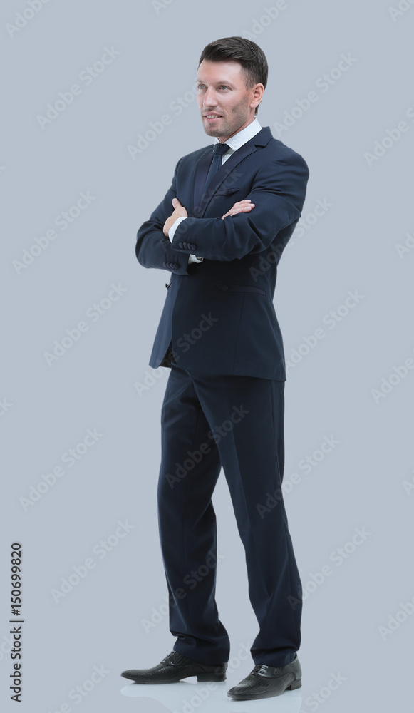 Full length business man standing sideways. Isolated on white. Full length business man standing sideways. Isolated on white.