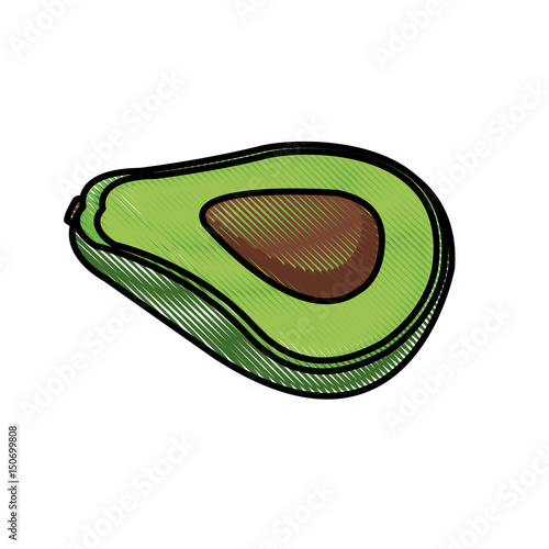 draw slice avocado fresh food nutrition vector illustration