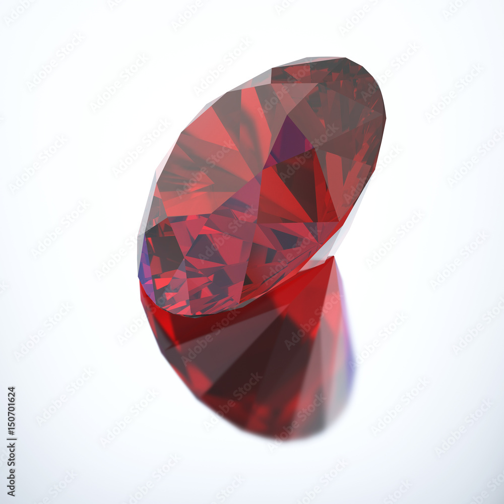 3D illustration diamond red ruby with reflection 3D illustration diamond red ruby with reflection
