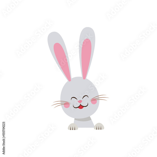 cute easter bunny happy adorable vector illustration