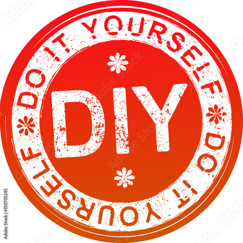 Red grunge style rubber stamp DIY. Do it yourself.