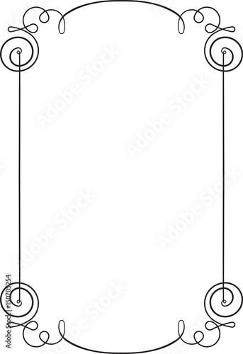 Vintage black very thin, simple, elegant frame with empty place for your text or other design, vector illustration.