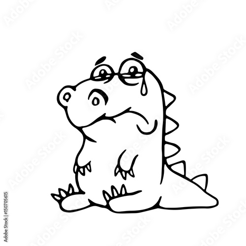cute sad dragon. vector illustration