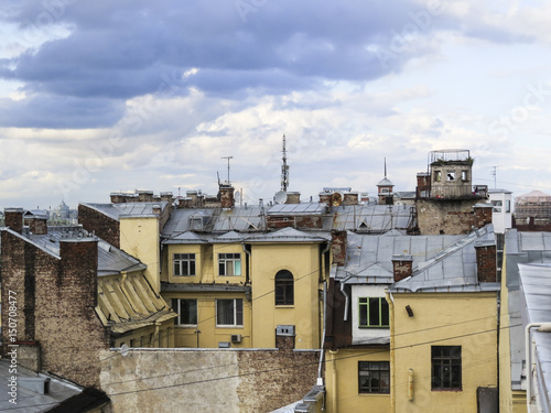 Saint Petersburg,  Russia - 14 August 2016:  From the roofs of the  city, Saint Petersburg is one of the most important european tuorists destination.