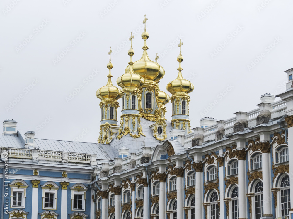Saint  Petersburg, Russia.  August 14, 2016: close-up of a detail of The Catherine Palace, located in the town of Tsarskoye Selo (Pushkin), St. Petersburg, Russia