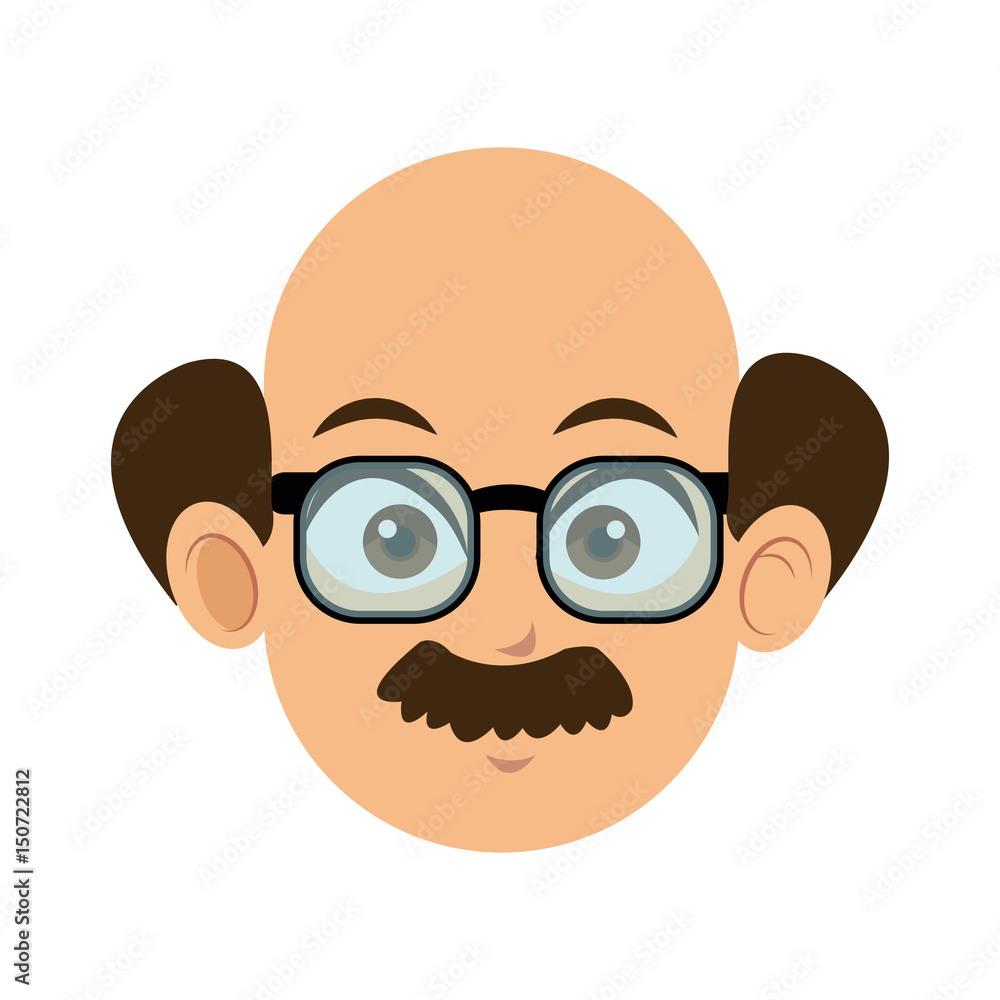 head man face character image vector illustration