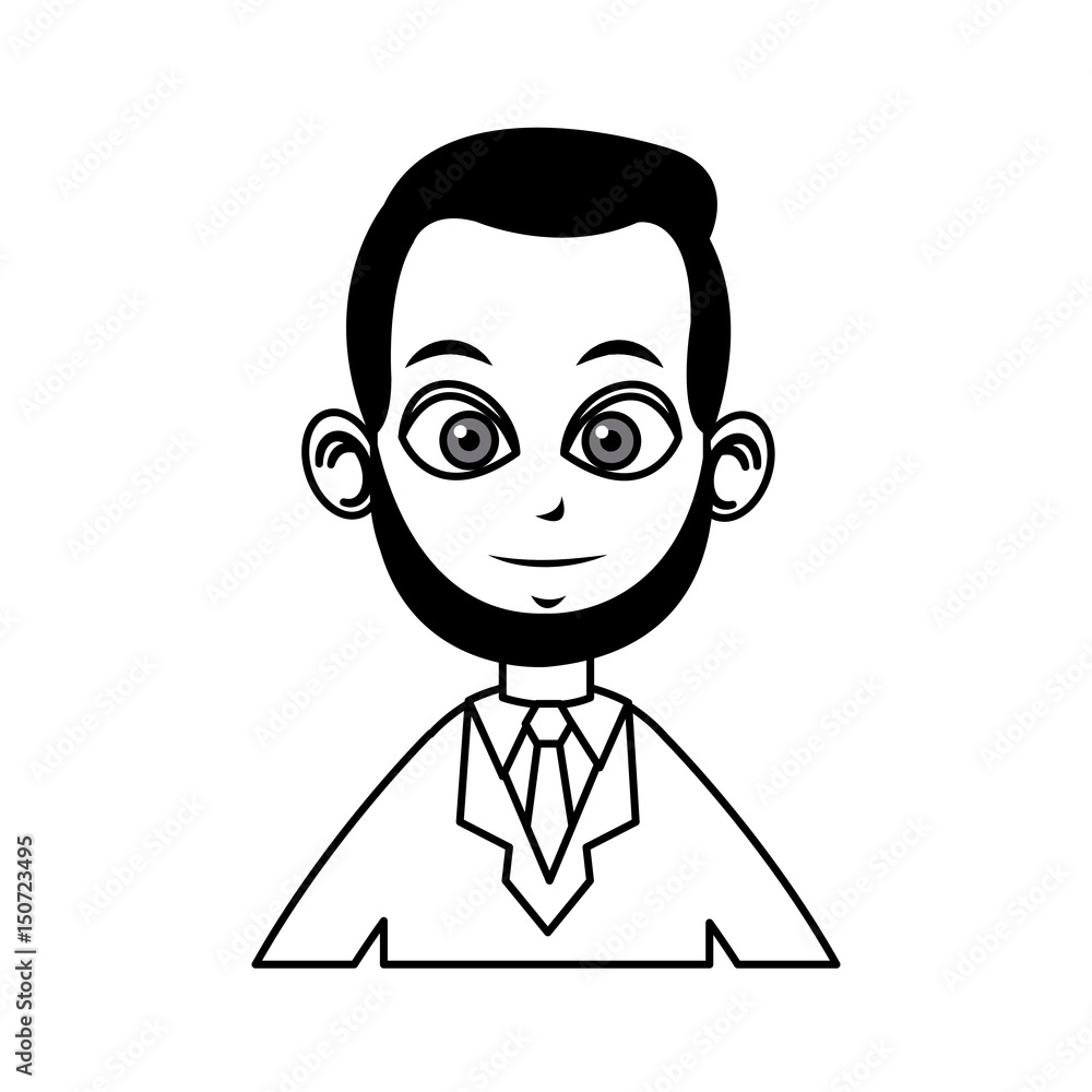 portrait doctor man character line vector illustration