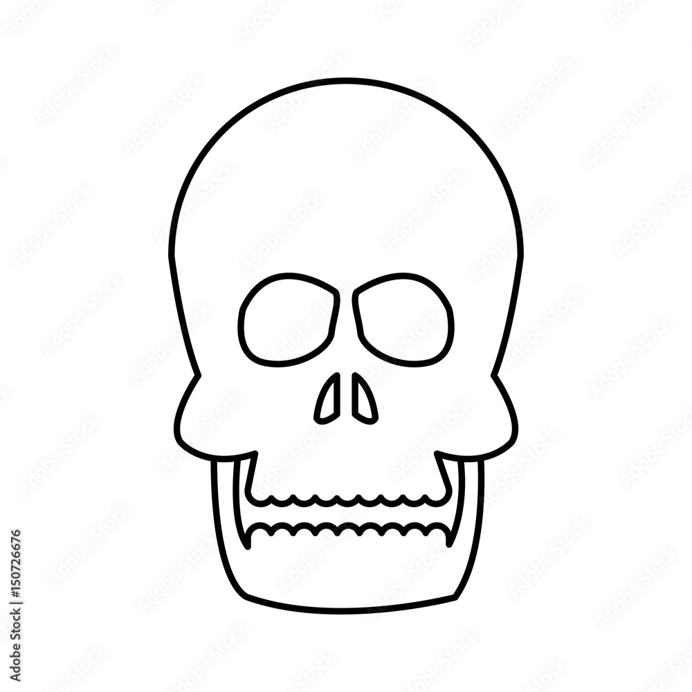 human skull bone care healthy line vector illustration