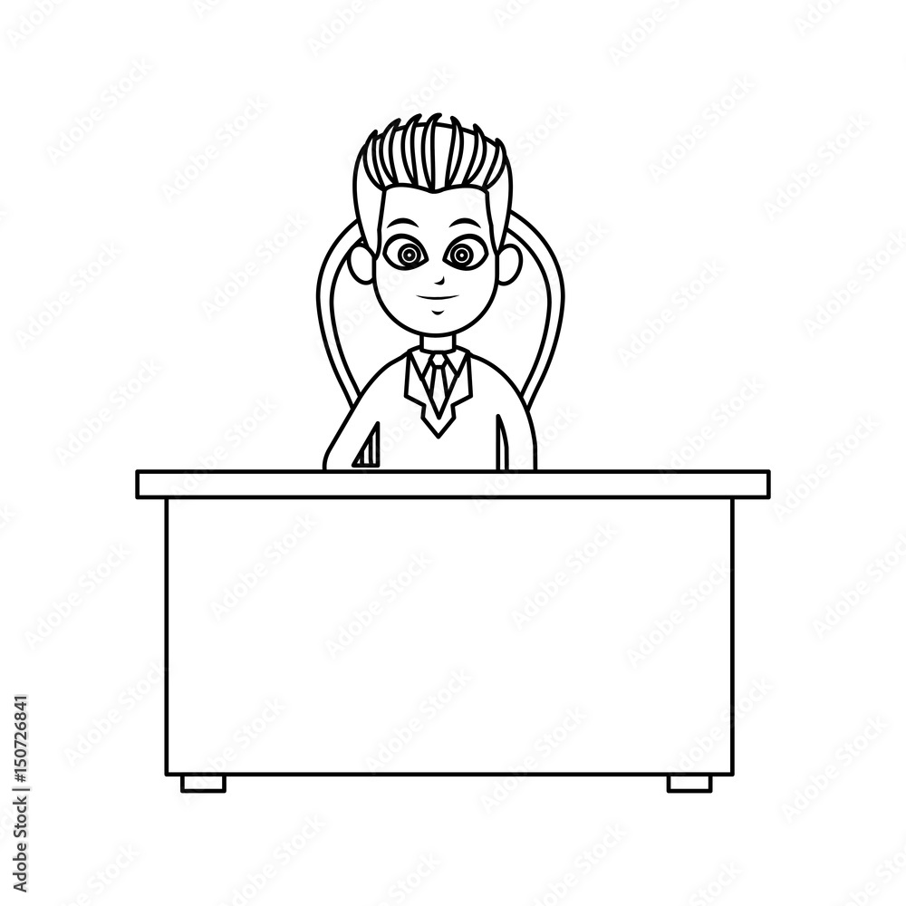doctor man working desk chair consult line vector illustration