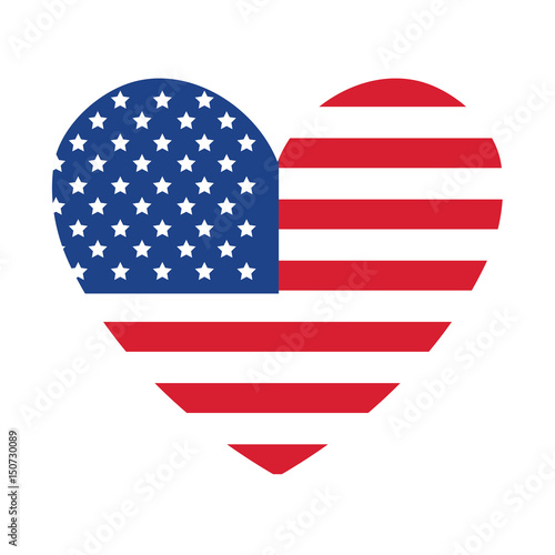united states of america flag with heart shape vector illustration design