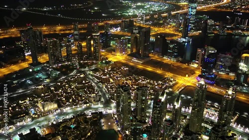 Wallpaper Mural Dubai downtown at night, United Arab Emirates. Top view from the 124th floor of Burj Khalifa skyscraper in Dubai, currently the tallest structure in the world, 829,8 m. At the top - Burj Khalifa Torontodigital.ca