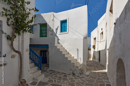 Typical street in town of Naoussa, Paros island, Cyclades, Greece © Stoyan Haytov