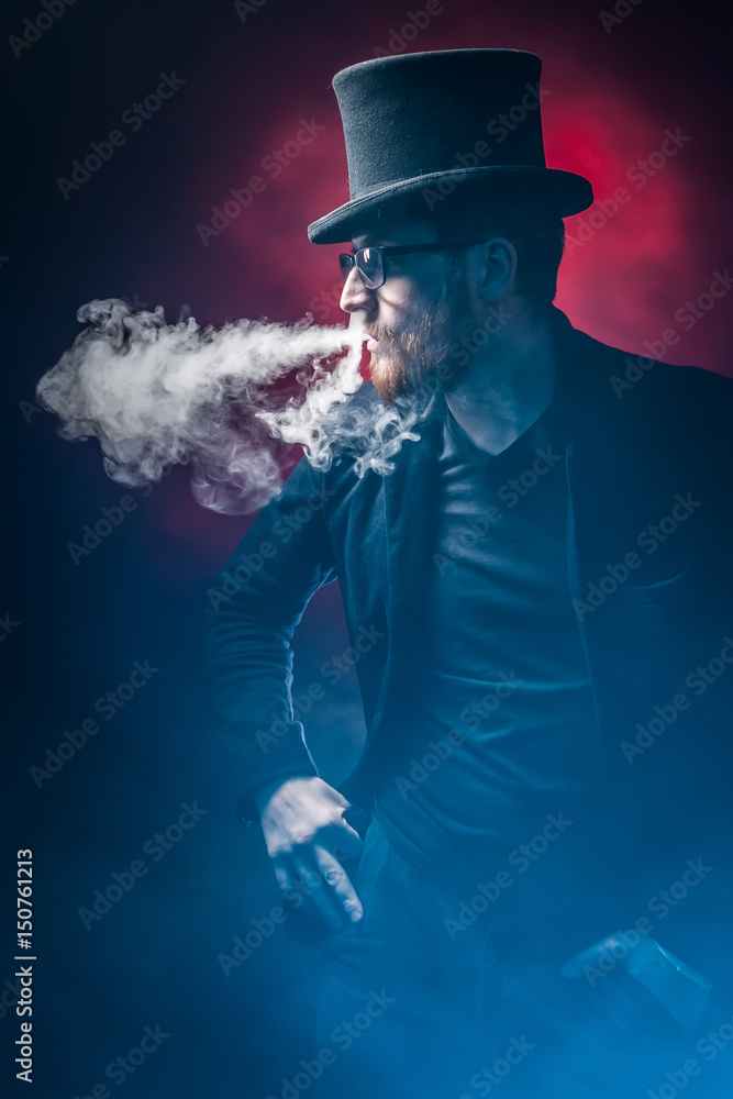 Man in vape smoke