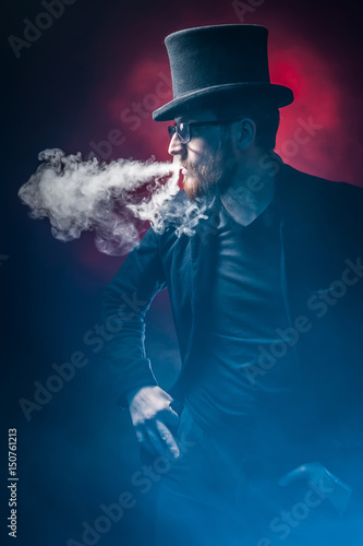 Man in vape smoke