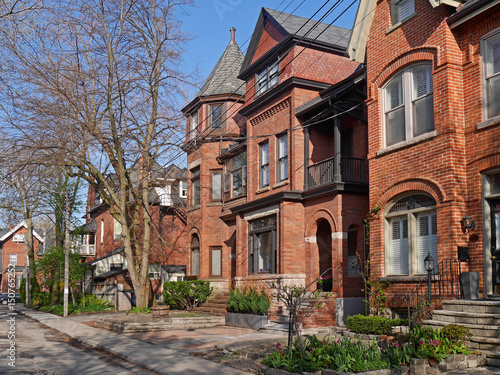 Photography street with Victorian style brick houses