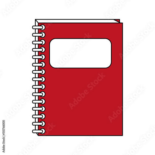 color contour cartoon red notebook spiral closed with label in cover vector illustration