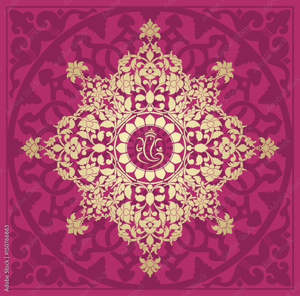 Ganesha, wedding card, royal Rajasthan, India Ganesha, wedding card, royal Rajasthan, India