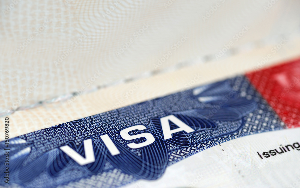 Obraz premium close up on USA visa on the passport