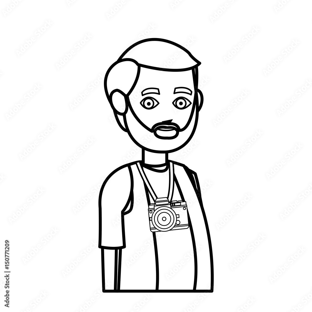 tourist man journey with baggage vector illustration tourist man journey with baggage vector illustration