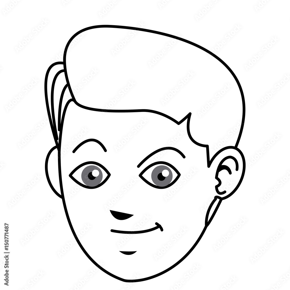 face boy young happy expression line vector illustration face boy young happy expression line vector illustration