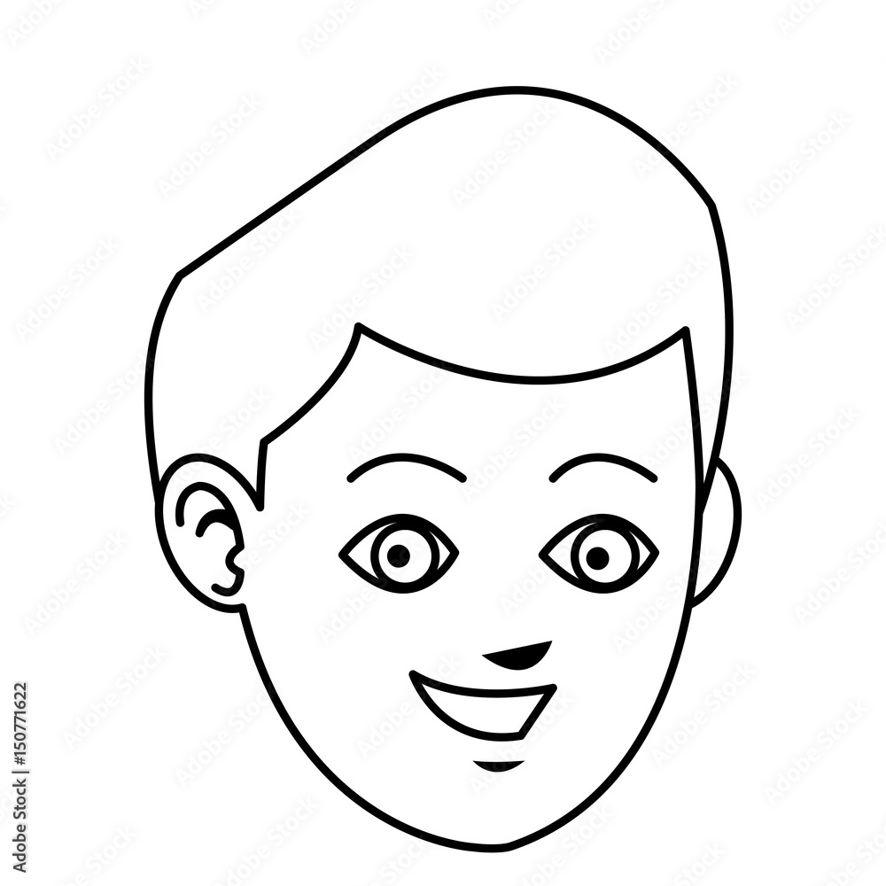 face boy young happy expression line vector illustration face boy young happy expression line vector illustration