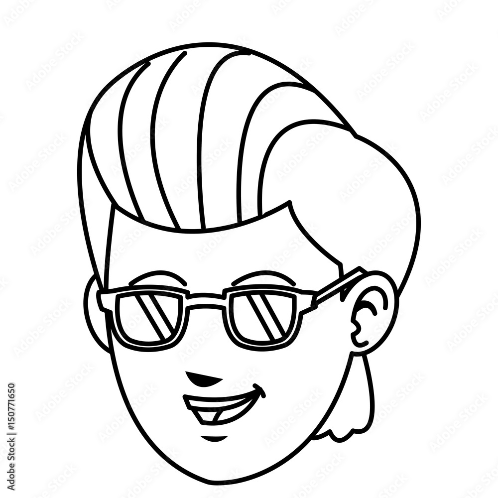 face boy young happy expression line vector illustration face boy young happy expression line vector illustration