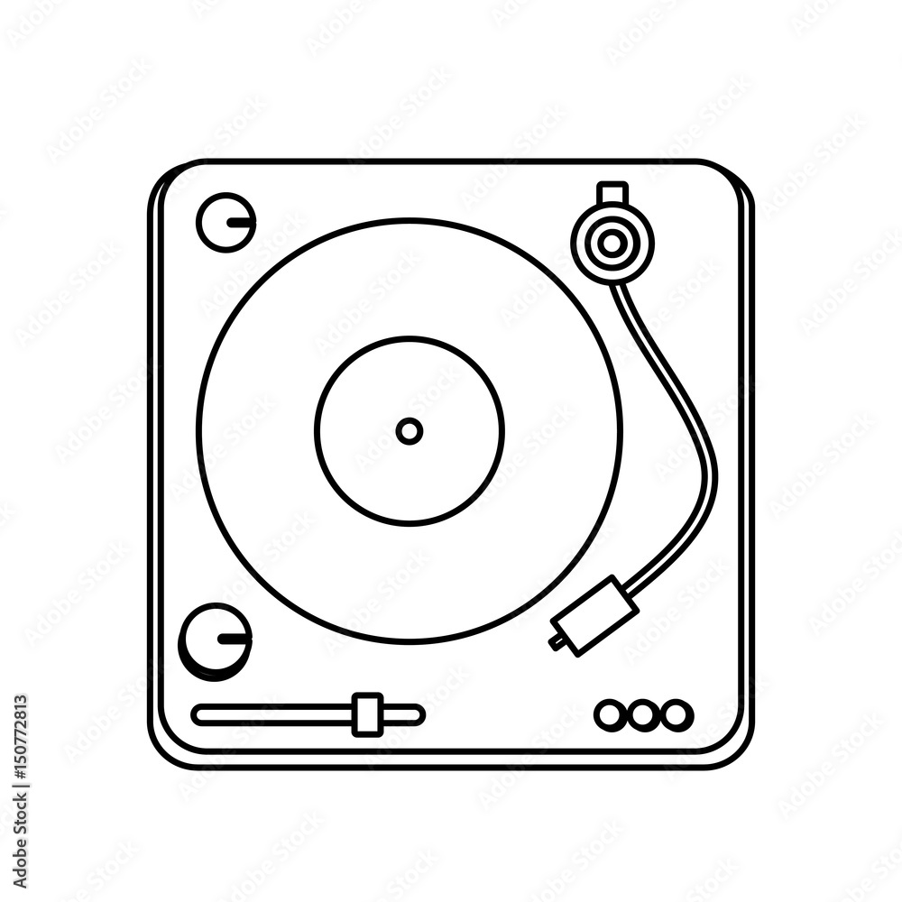 dj vinyl turntable icon over white background. vector illustration dj vinyl turntable icon over white background. vector illustration