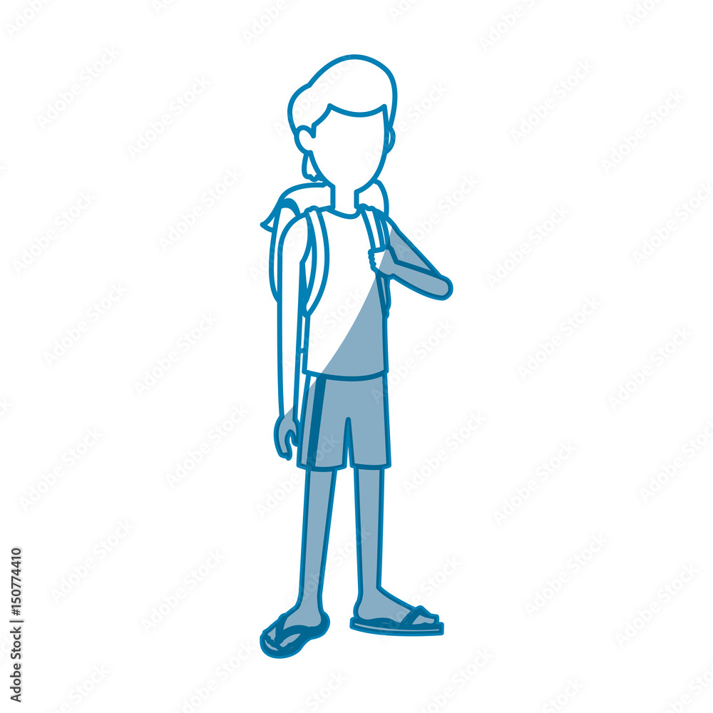 happy teenage boy posing traveler vacation vector illustration happy teenage boy posing traveler vacation vector illustration