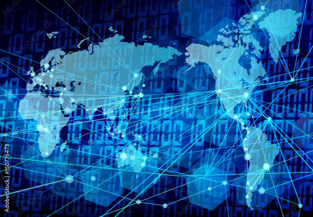 world network blue digital background world network blue digital background
