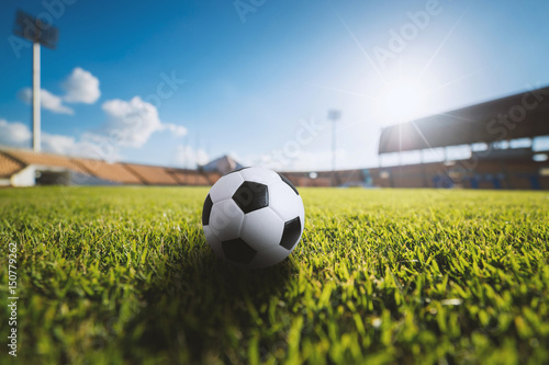 Soccer ball on the grass in soccer stadium © FocusStocker