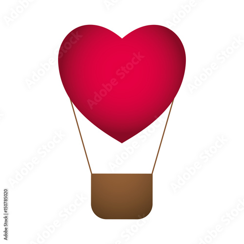 hot air balloon in heart shape icon over white background. colorful design.  vector illustration