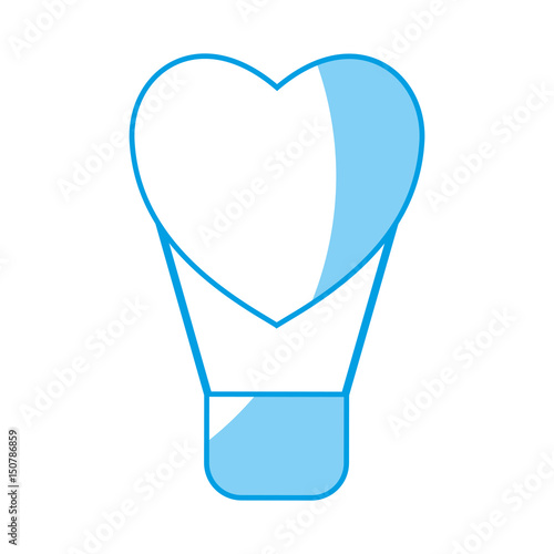 hot air balloon in heart shape icon over white background. vector illustration