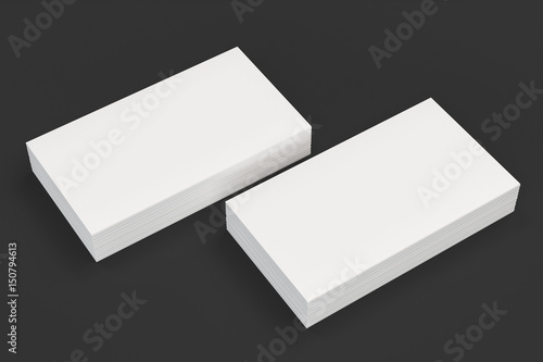 White blank business cards mock-up on black background