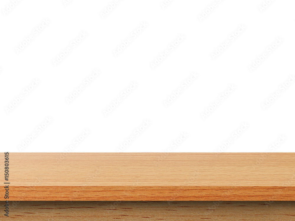 Wood Shelf Table isolated on white background, used for display or montage your products