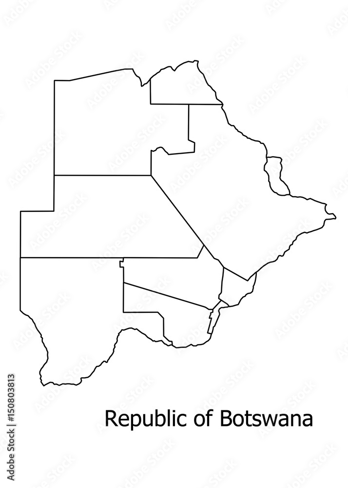 Republic of botswana border on a white background circuit Republic of botswana border on a white background circuit