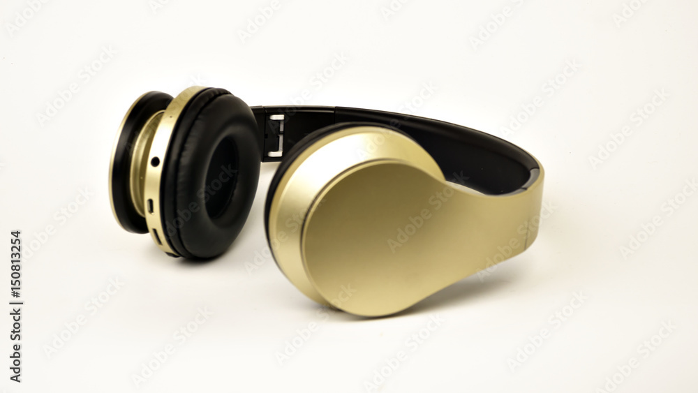 silver color head phones on isolated silver color head phones on isolated