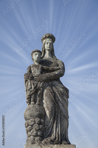 silver statue of the Virgin Mary with the baby Jesus Christ (Religion, faith, eternal life, God, the soul concept)