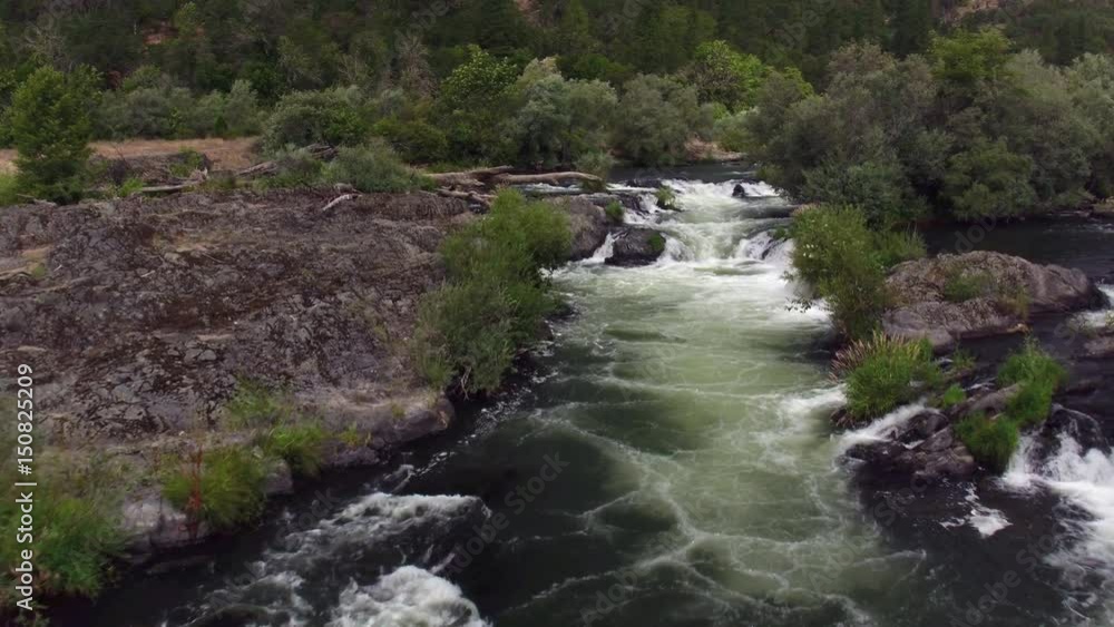Aerial shot of white water rapids, Rouge River, Oregon, USA Aerial shot of white water rapids, Rouge River, Oregon, USA