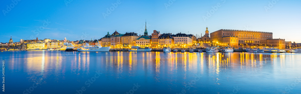 Panorama view of Gamla Stan skyline in Stockholm city, Sweden
