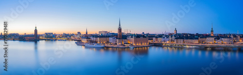 Photo Panorama view of Stockholm skyline in Stockholm city, Sweden