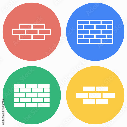 Brick wall icon set.