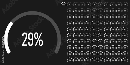 Set of circular sector percentage diagrams from 0 to 100 ready-to-use for web design, user interface (UI) or infographic - indicator with white