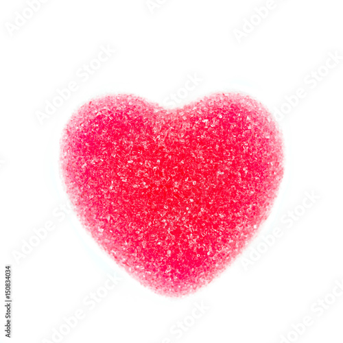 Heart candies coated with sugar  heart colorful sweet candies  sugar heart shaped candy isolated on white background