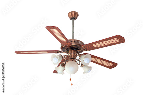 Vintage ceiling fan isolated on white background