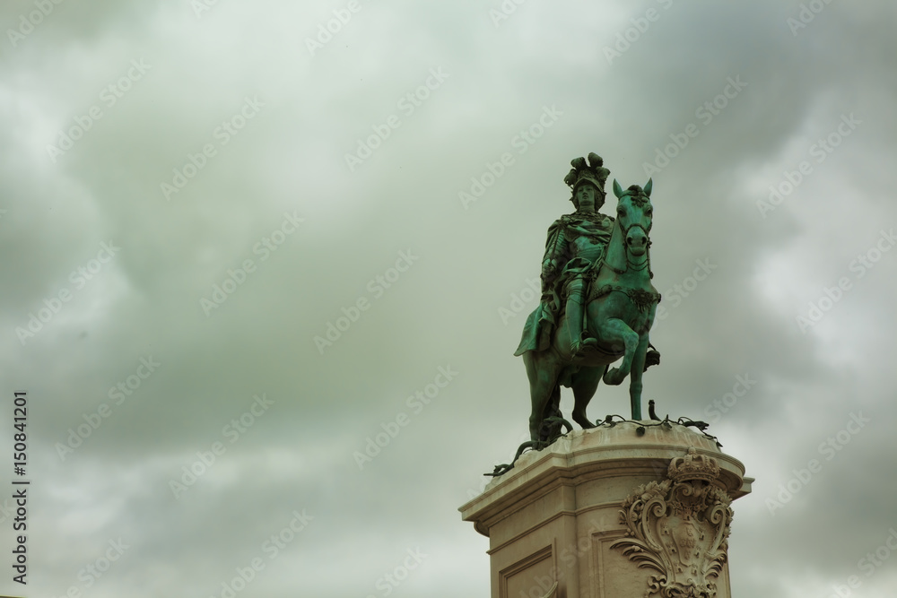 Statue of King Jose I in Commerce Square , Lisbon, Portugal